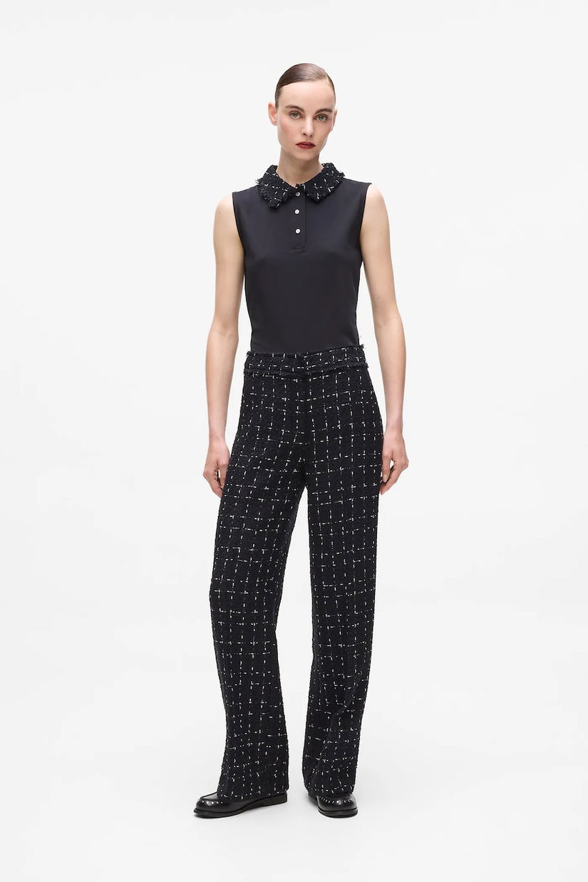 Karl Lagerfeld pantaloni culoarea negru, drept, high waist, A4W10109
