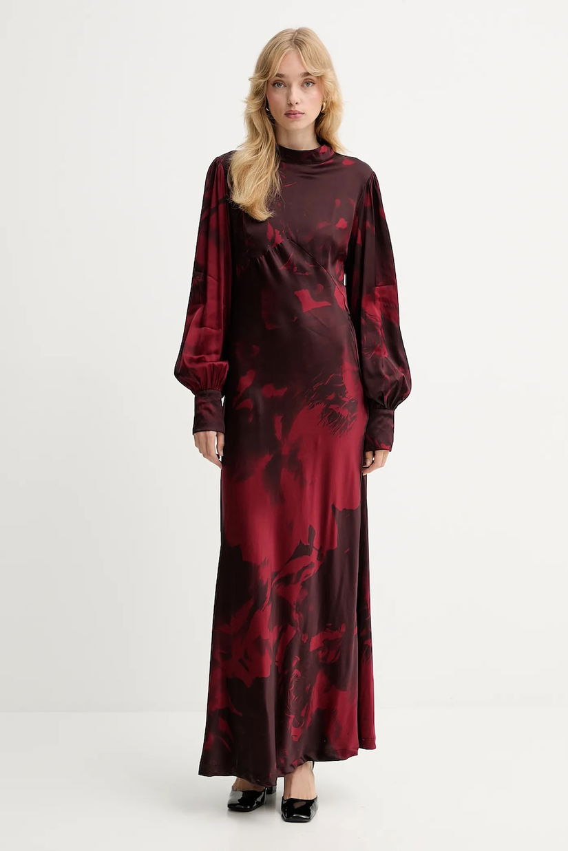 Gestuz rochie culoarea bordo, maxi, evazați, 10910631