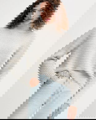 Mos Mosh pulover de lână culoarea gri, cu guler, 165750