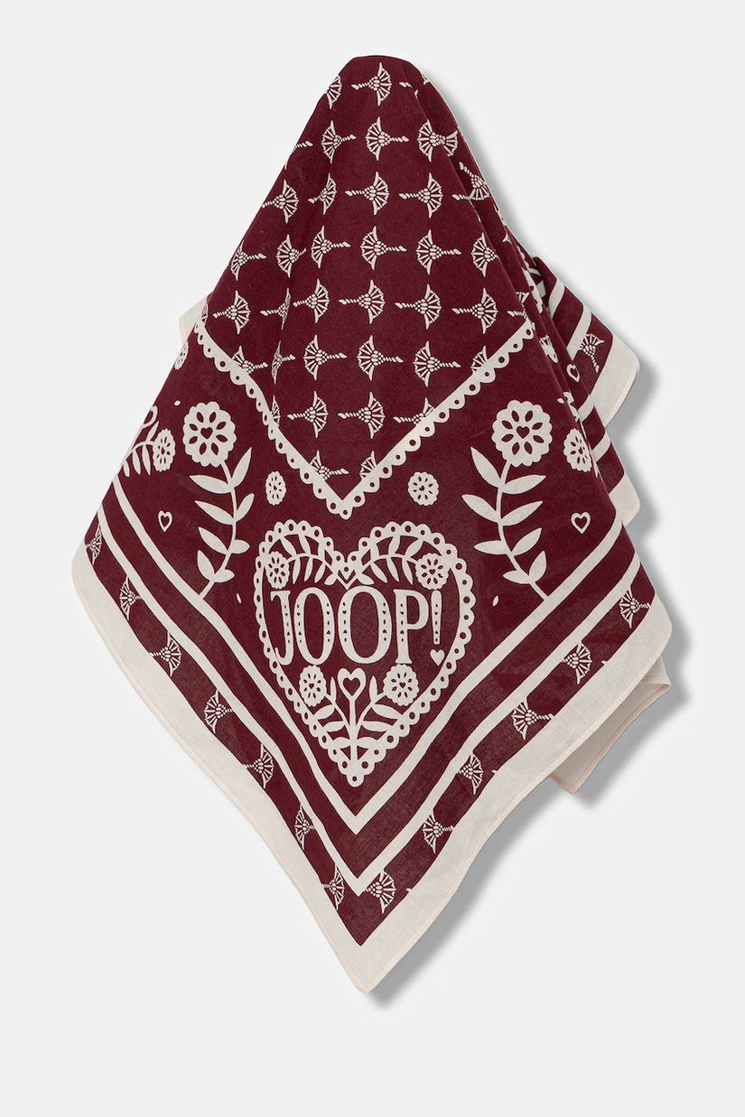 Joop! eșarfă din bumbac culoarea bordo, cu imprimeu, 30047826