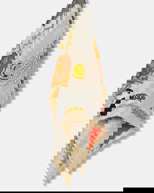 Moschino eșarfă de mătase culoarea gri, cu imprimeu, M3285 3549