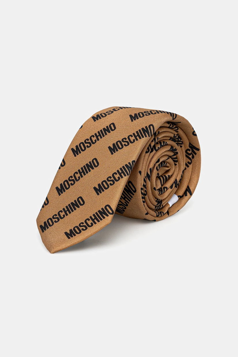 Moschino cravată de mătase culoarea bej, M5863 55009