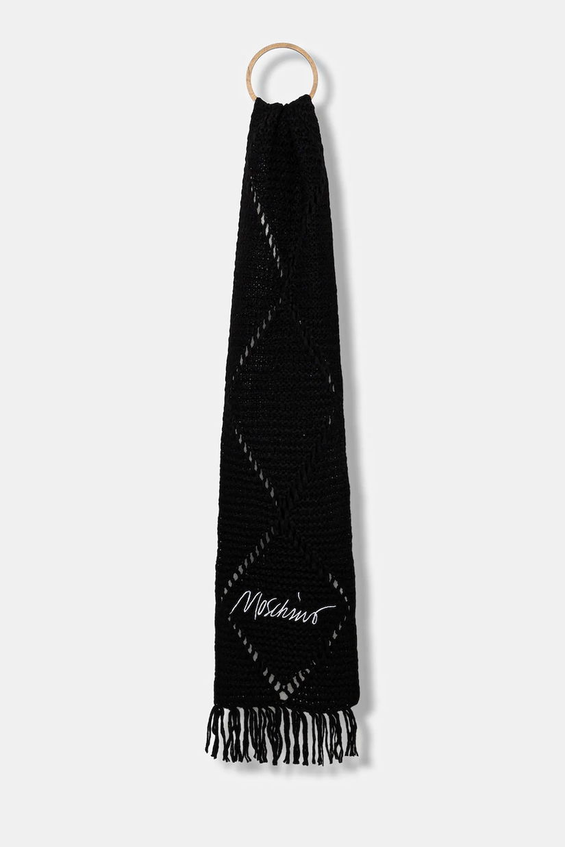 Moschino eșarfă de lână culoarea negru, cu imprimeu, M3354 30817
