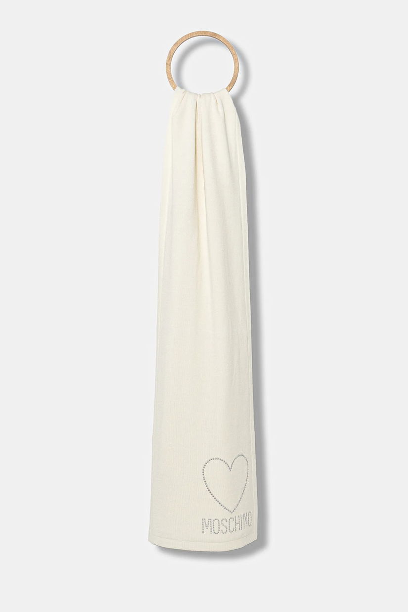 Moschino eșarfă de lână culoarea bej, cu imprimeu, M3333 30839