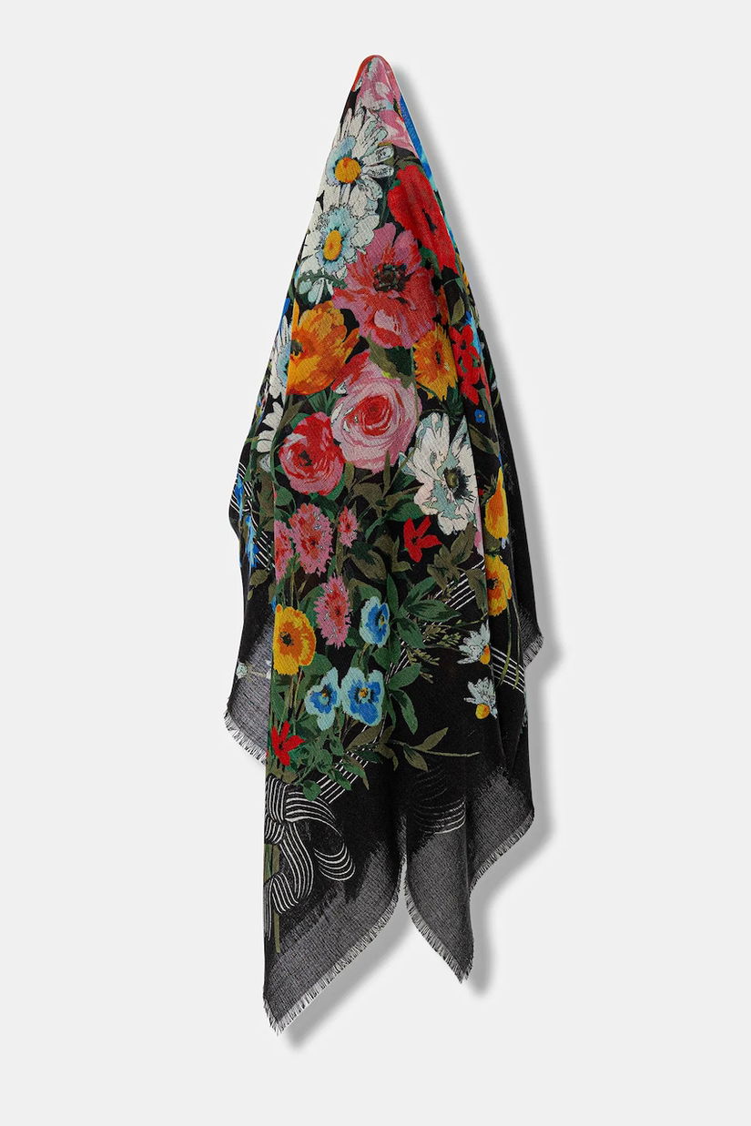 Moschino eșarfă din lână culoarea negru, cu imprimeu, M3279 3277