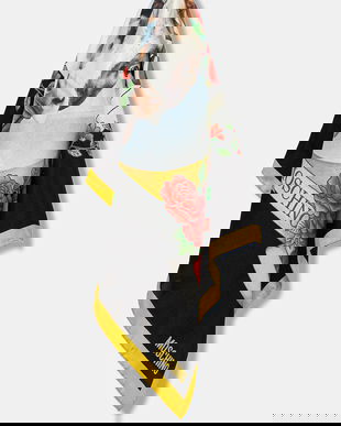 Moschino eșarfă de mătase culoarea negru, cu imprimeu, M3295 3548