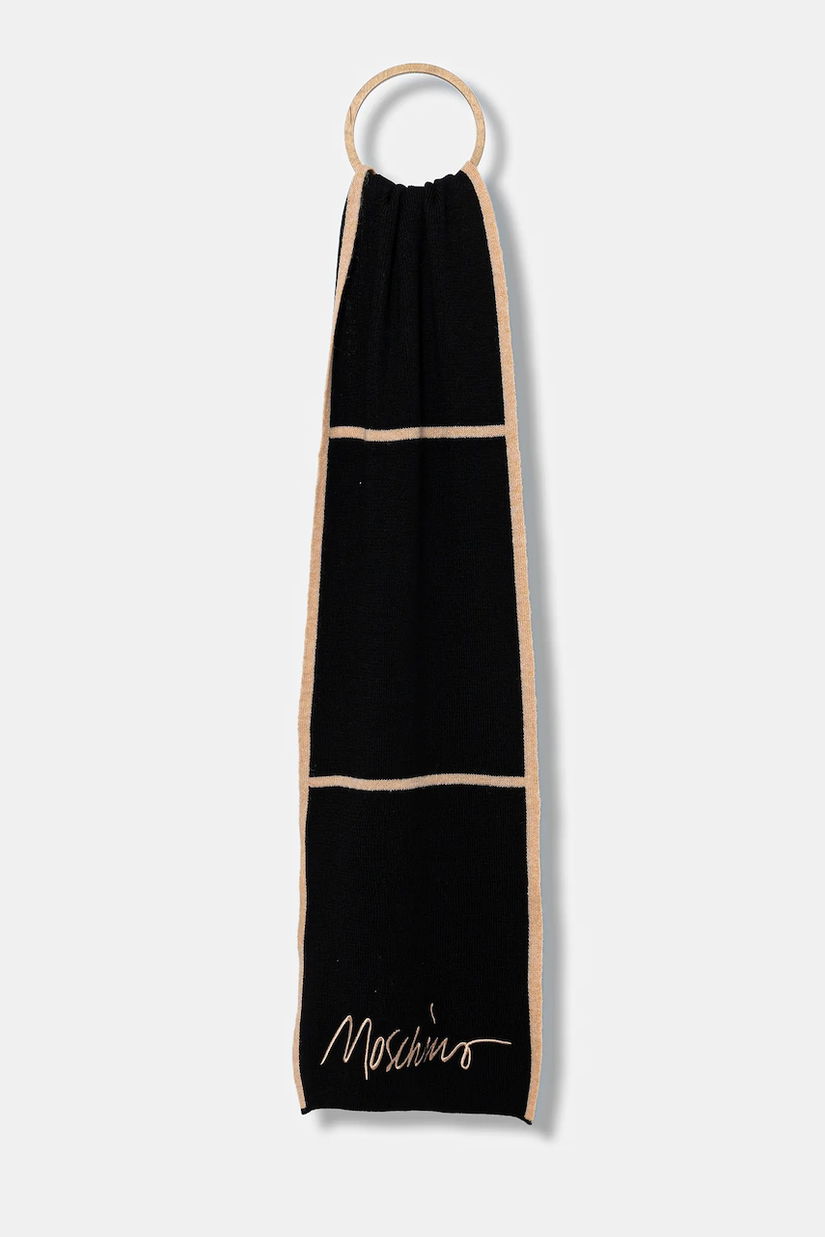 Moschino eșarfă de lână culoarea negru, cu imprimeu, M3351 30843