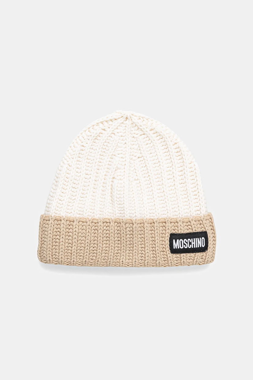 Moschino căciulă din amestec de cașmir culoarea bej, M3341 65453