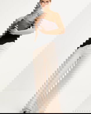 Answear.LAB pantaloni culoarea bej, lat, high waist