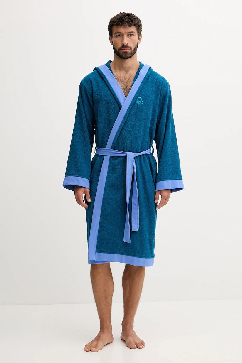 United Colors of Benetton halat de baie din bumbac culoarea turcoaz, 6ORD2801R