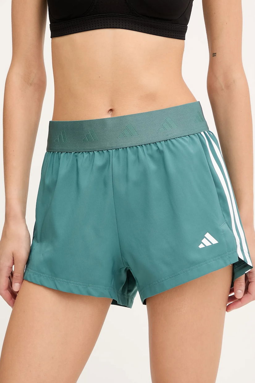adidas Performance pantaloni scurți de antrenament HYGLM culoarea verde, cu imprimeu, high waist, JX7388