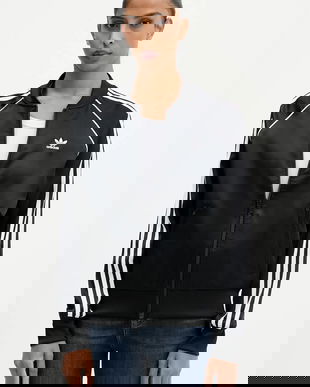 adidas Originals bluză SST SATIN culoarea negru, cu imprimeu, JZ6733