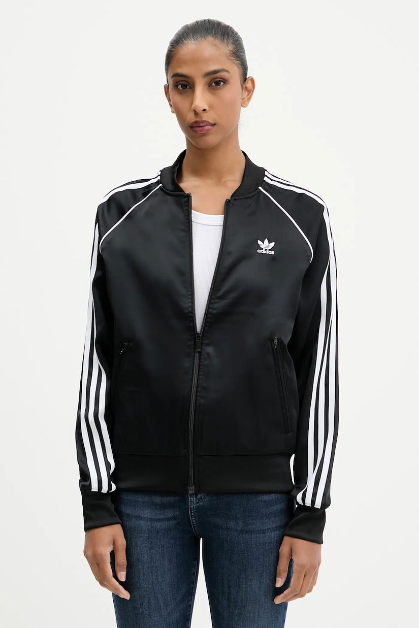 adidas Originals bluză SST SATIN culoarea negru, cu imprimeu, JZ6733