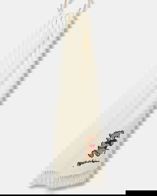 Moschino eșarfă de lână culoarea bej, cu imprimeu, M3330 30835