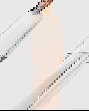 AllSaints pantaloni LEANNE culoarea alb, lat, medium waist, W015TD