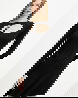 Versace Jeans Couture rochie culoarea negru, mini, evazați, 79HAOM01 CMH23