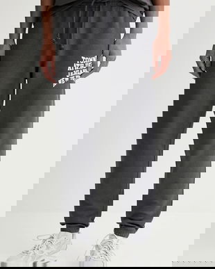 Tommy Jeans pantaloni de trening din bumbac culoarea gri, cu imprimeu, DM0DM22083