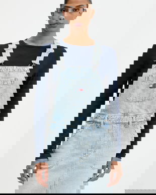 Tommy Jeans rochie jeans mini, evazați, DW0DW22149