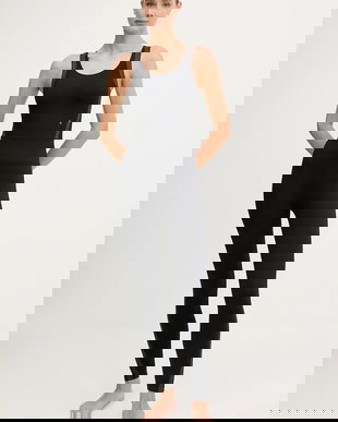 On costum de yoga Studio culoarea negru, cu decolteu rotund, 1WF30790106