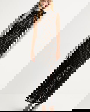 Gestuz rochie culoarea negru, maxi, mulată, 10910677