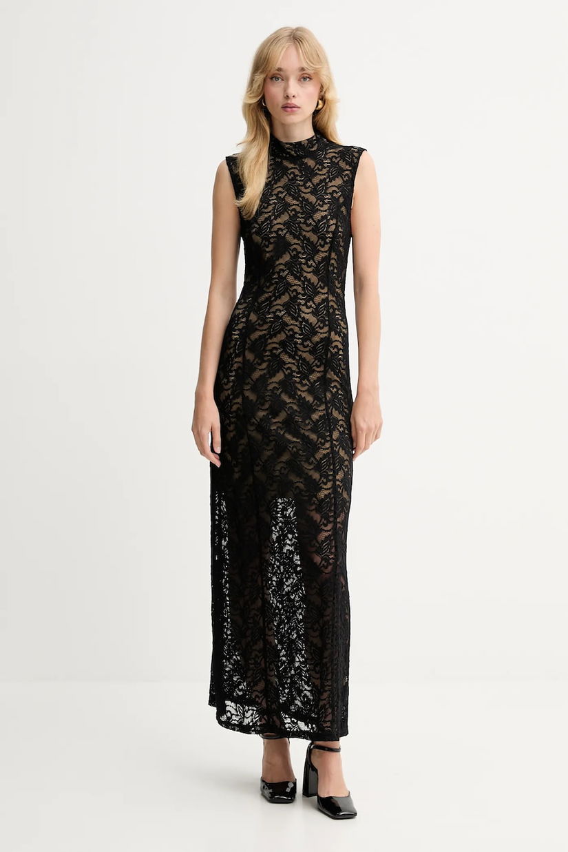 Gestuz rochie culoarea negru, maxi, mulată, 10910677