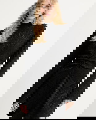 Gestuz rochie culoarea negru, mini, evazați, 10910606