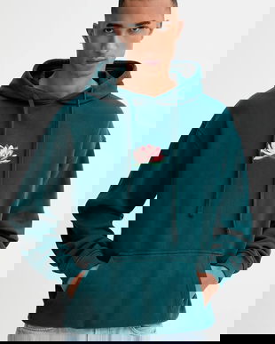 Kaotiko hanorac de bumbac culoarea verde, cu glugă, cu imprimeu, AR074-01-G002