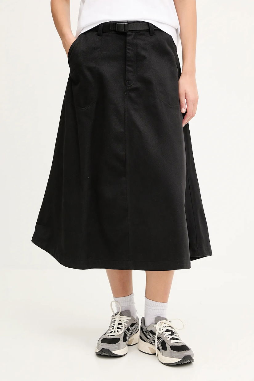 The North Face fustă jeans M66 Canvas culoarea negru, midi, evazați, NF0A8DWYJK31