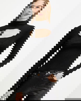 Versace Jeans Couture pulover culoarea negru, light, cu turtleneck, 79HAFM16 CMH23