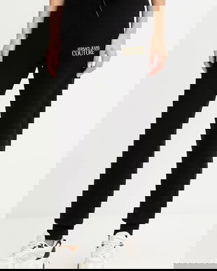 Versace Jeans Couture pantaloni de trening din bumbac culoarea negru, cu imprimeu, 79HAAT06 CF01T