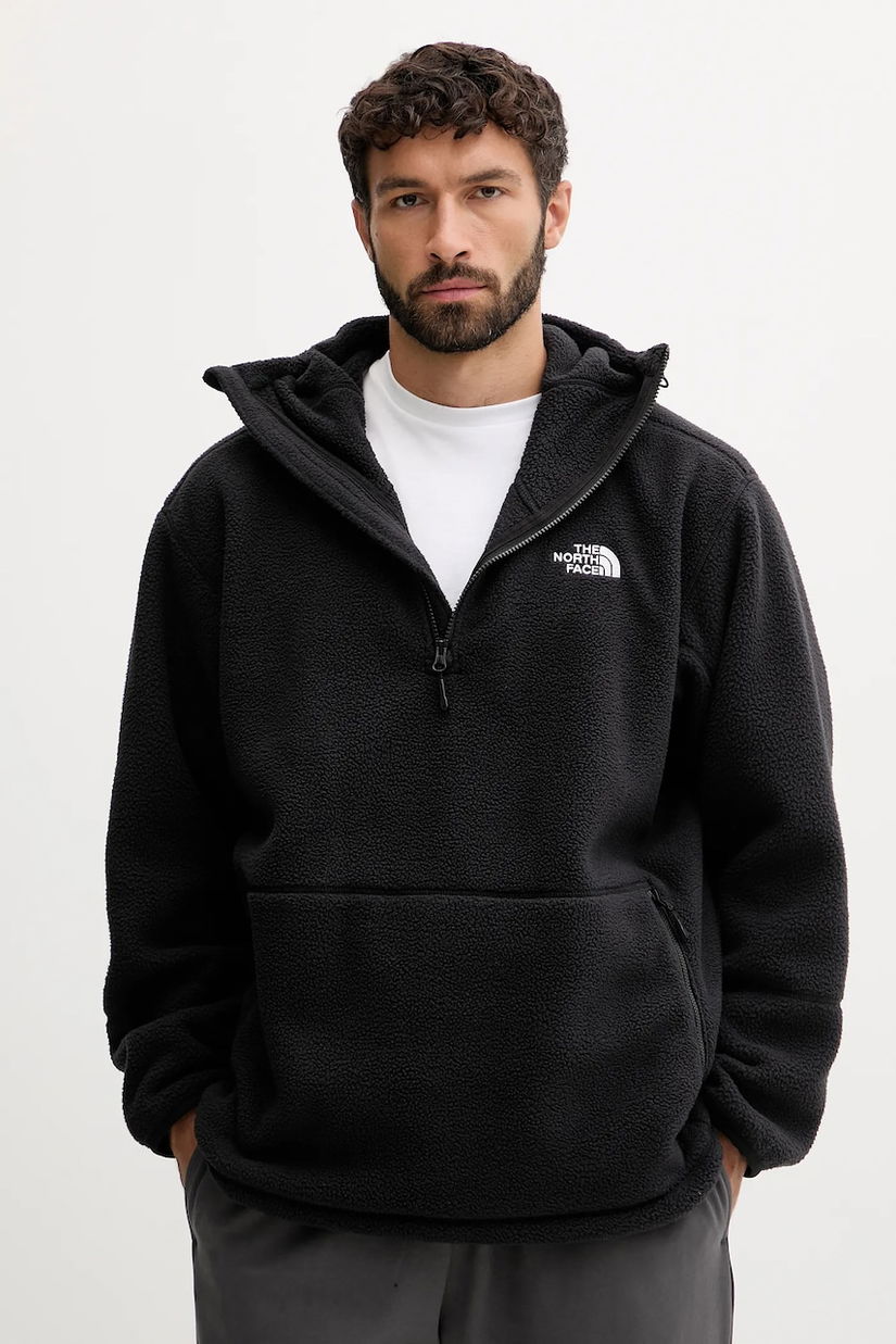 The North Face hanorac fleece Dirus culoarea negru, cu glugă, uni, NF0A8F1XJK31