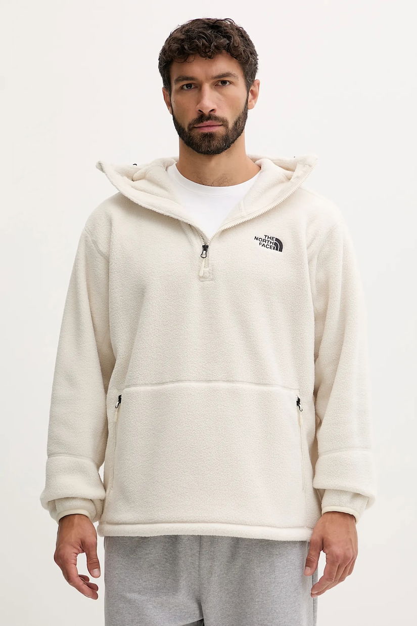 The North Face hanorac fleece Dirus culoarea bej, cu glugă, uni, NF0A8F1X11P1