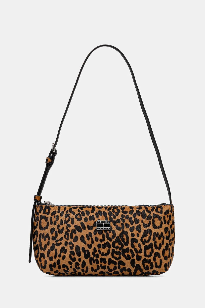 Tommy Jeans poșetă de piele culoarea maro, AW0AW18008