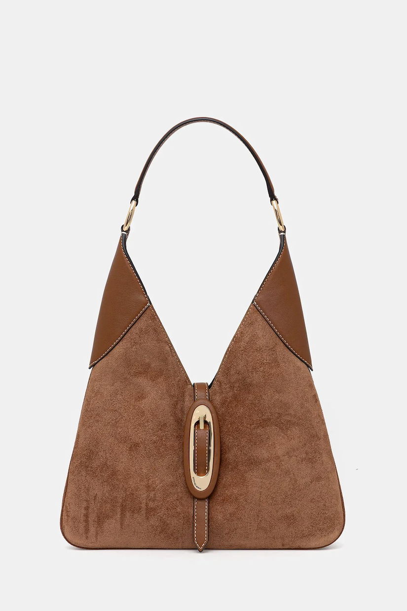 MICHAEL Michael Kors geantă de mână din piele întoarsă culoarea maro, 30F5GQ8L6S