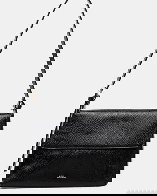 A.P.C. poșetă de piele sac virginie flap culoarea negru, PXCCK.F61924