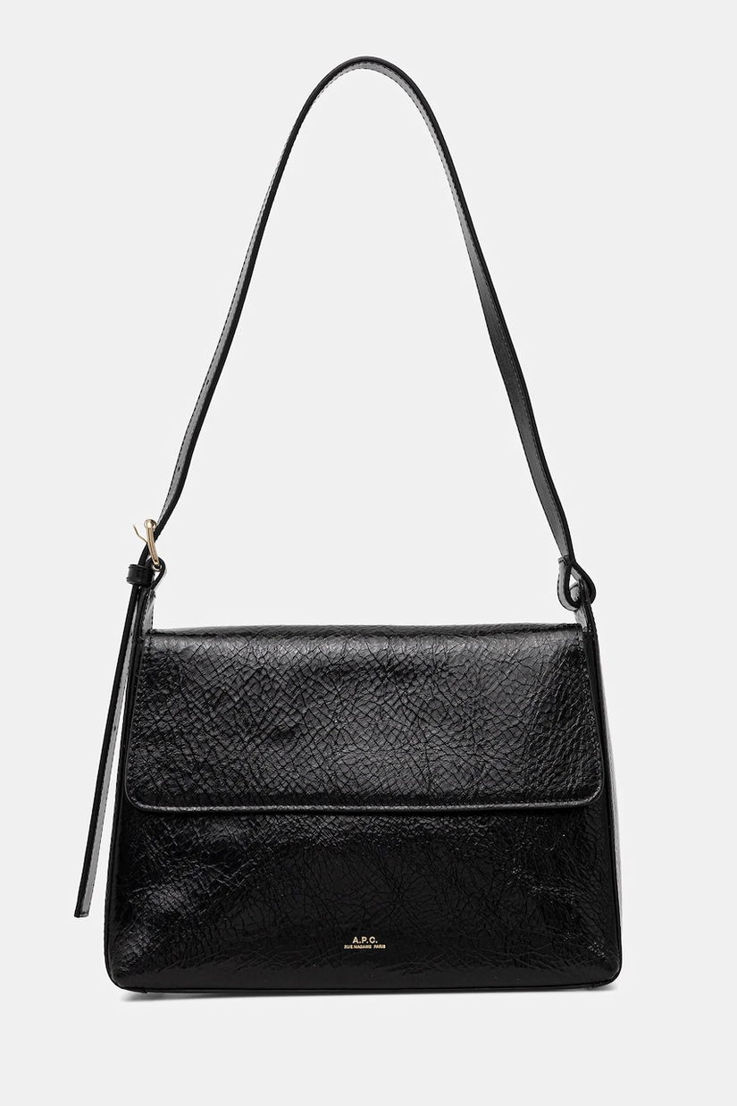 A.P.C. poșetă de piele sac virginie flap culoarea negru, PXCCK.F61924