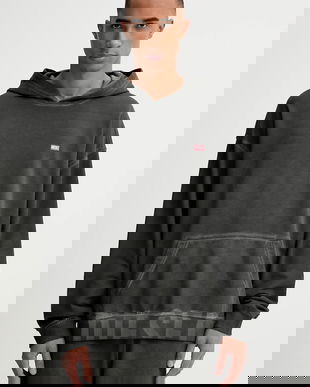 Diesel hanorac de bumbac S-BOXT-HOOD-T4 culoarea gri, cu glugă, cu imprimeu, A19333.0IKBR