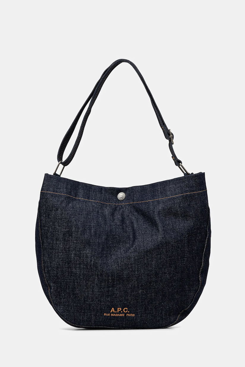 A.P.C. geantă de blugi besace journal culoarea bleumarin, COHIZ.M61939