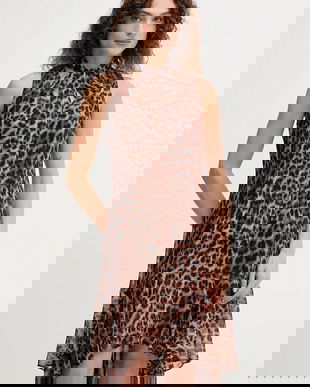 Dkny rochie culoarea maro, mini, evazati, DD5G2M24