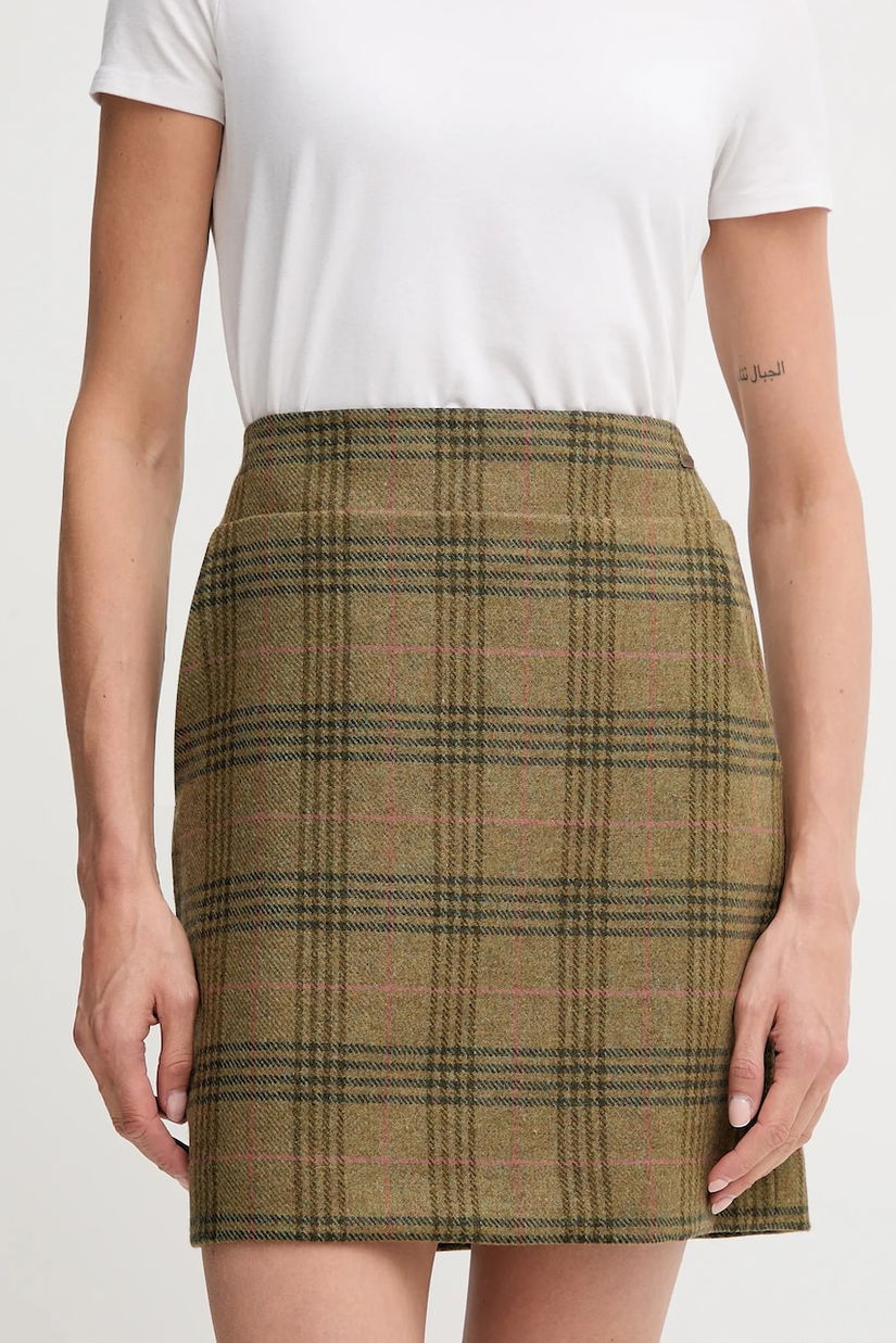 Barbour fustă de lână BAMBURGH culoarea verde, mini, creion, LSK0140