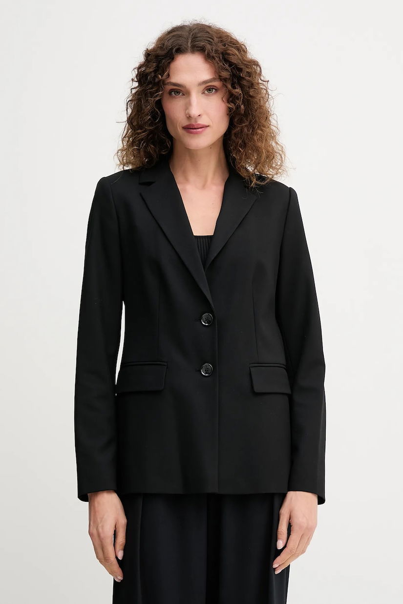 United Colors of Benetton sacou culoarea negru, un singur rând de nasturi, uni, 2L4HDW02W