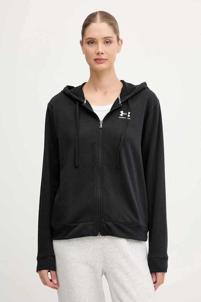 Under Armour bluză UA Rival culoarea negru, cu glugă, cu imprimeu, 6005509