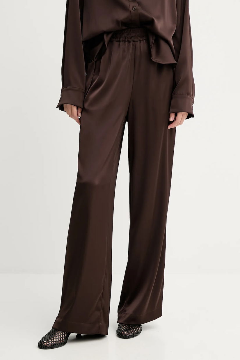 Gestuz pantaloni culoarea maro, drept, high waist, 10910262