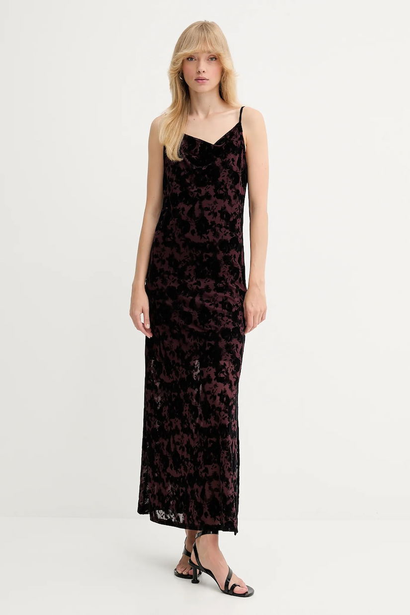 Gestuz rochie culoarea negru, maxi, drept, 10910584