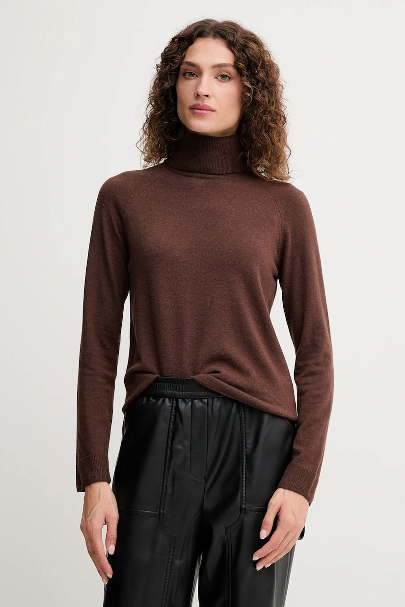 United Colors of Benetton pulover din amestec de lână culoarea gri, light, cu guler, 1035D2551