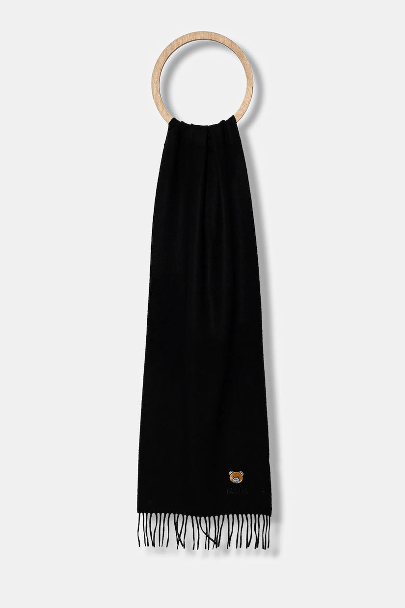 Moschino eșarfă de lână culoarea gri, uni, M5783 50124
