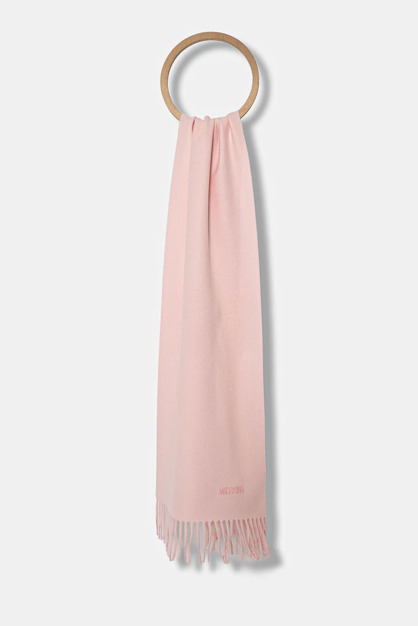 Moschino eșarfă de lână culoarea bej, uni, M5165 50092