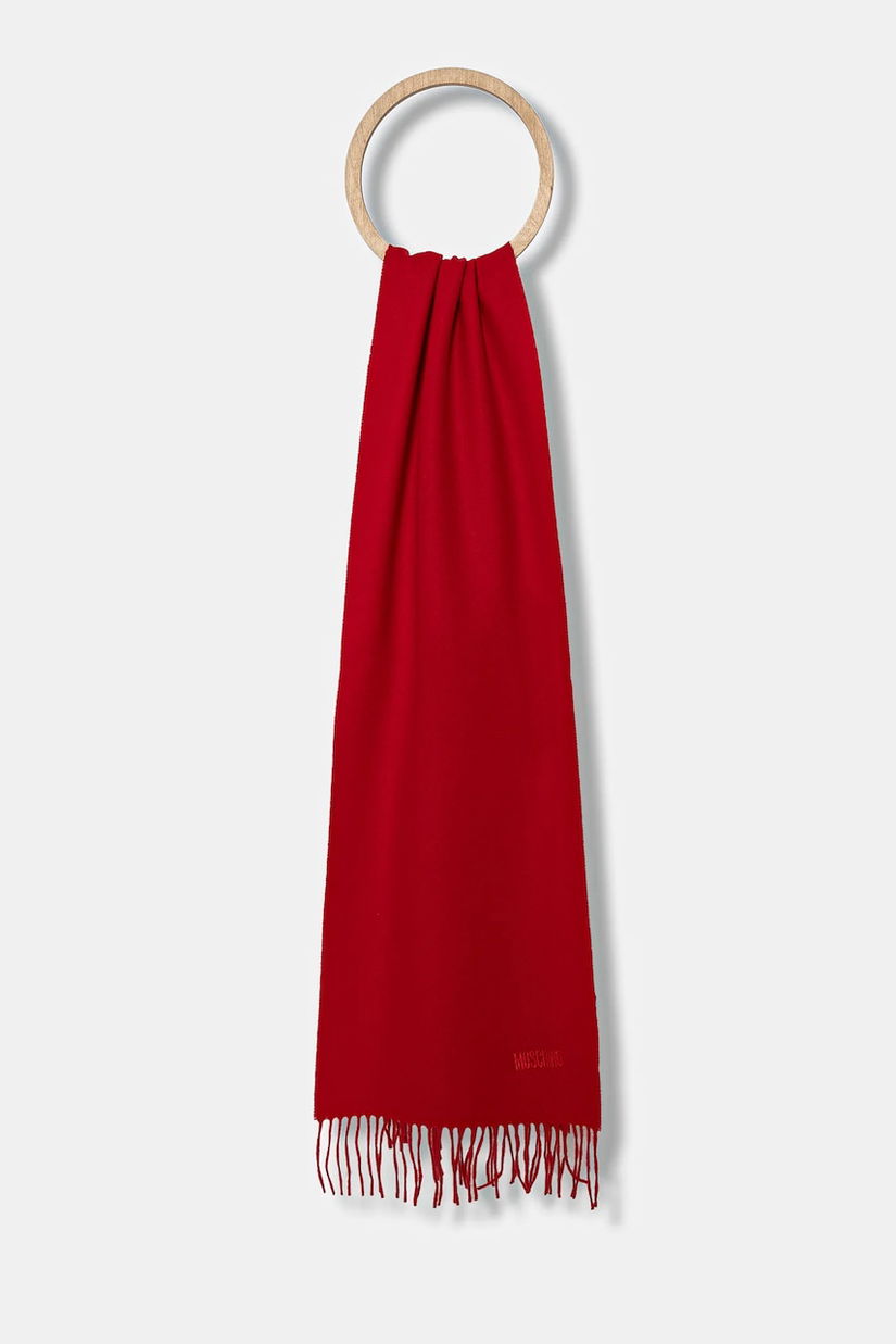 Moschino eșarfă de lână culoarea bej, uni, M5165 50092