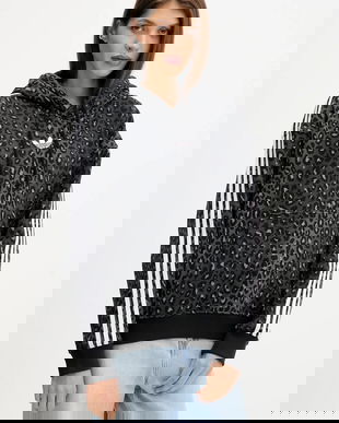 adidas Originals bluză Graphic Lo Hd culoarea negru, cu glugă, cu imprimeu, JV7561