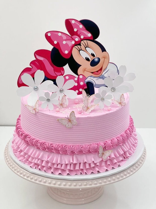 Toppere Minnie mouse roz decupate pe contur